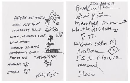 Lot #7477 The Doors: Krieger and Densmore Handwritten Track Lists - Image 2