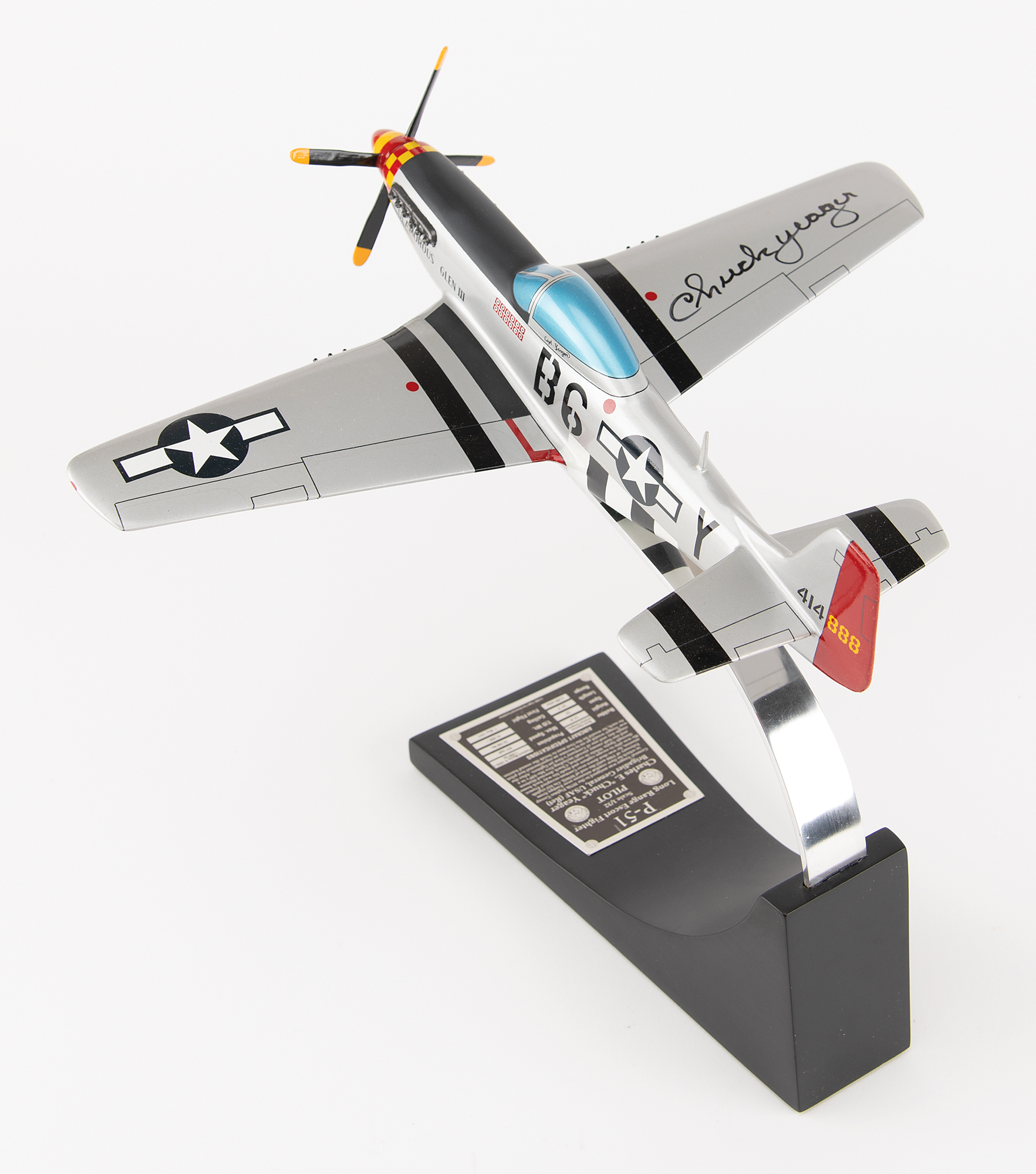 Chuck Yeager Signed 'Glamorous Glen III' P-51 Mustang Model |