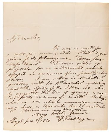 Lot #136 Charles Babbage Autograph Letter Signed,
