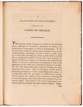 Lot #138 Charles Babbage Signed Book - An Examination of Some Questions Connected with Games of Chance - Image 5