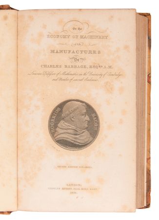 Lot #190 Charles Babbage: On the Economy of Machinery and Manufactures (Second Edition Enlarged) - Image 2