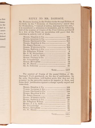 Lot #190 Charles Babbage: On the Economy of Machinery and Manufactures (Second Edition Enlarged) - Image 4