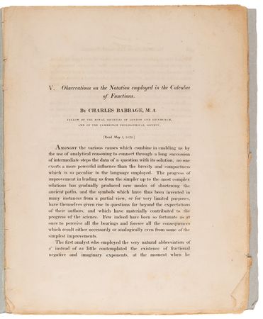 Lot #192 Charles Babbage: 
