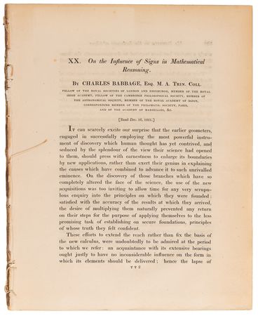 Lot #194 Charles Babbage: 