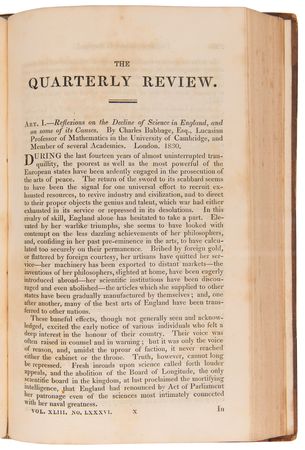 Lot #195 Charles Babbage: A Review of 