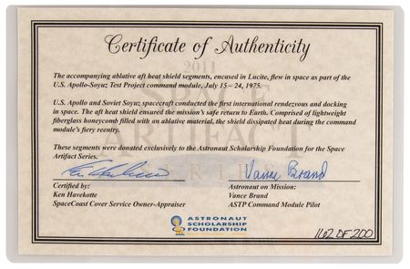 Lot #363 Apollo-Soyuz Test Project Flown Heat Shield Flown Relic - Image 5