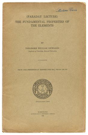 Lot #142 Marie Curie's Scientific Pamphlets - 'Fundamental Properties of the Elements' and 'Etude des Trajectoires des Rayons' - Image 2