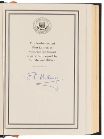 Lot #232 Edmund Hillary Signed Book - View from the Summit - Image 4