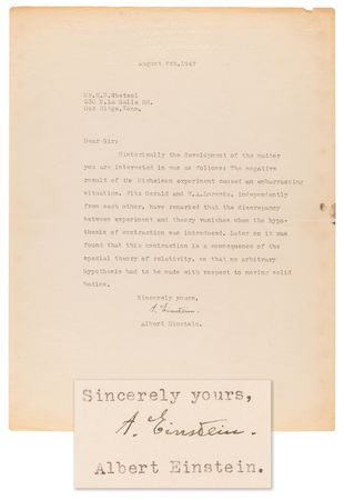 Lot #148 Albert Einstein Typed Letter Signed on