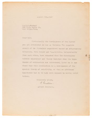 Lot #148 Albert Einstein Typed Letter Signed on the History of Special Relativity, Discussing the 