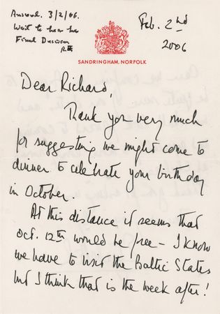 Lot #270 Queen Elizabeth II Autograph Letter