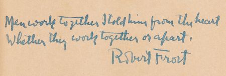 Lot #439 Robert Frost Signed Book with Autograph Quote from 'The Tuft of Flowers' - Image 2
