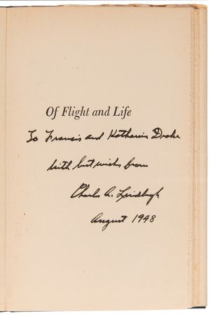 Lot #322 Charles Lindbergh Signed Book - Of Flight and Life - Image 4