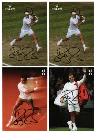 Lot #723 Roger Federer (4) Signed Promo Cards