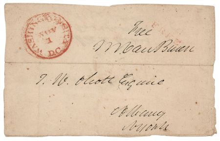 Lot #114 Martin Van Buren Signed Free Frank as President - Image 1