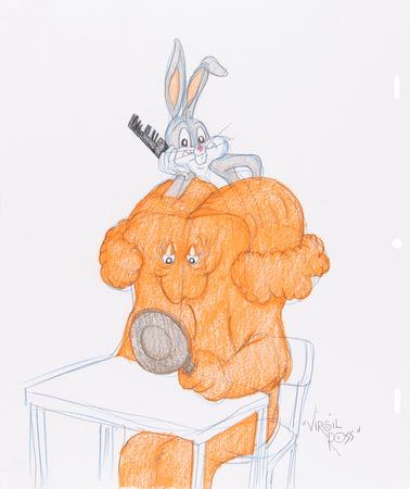Lot #877 Bugs Bunny and Gossamer original drawing