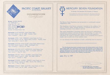 Lot #400 Mercury Astronauts Multi-Signed Limited Edition Print - 'Mercury 7' - Image 10