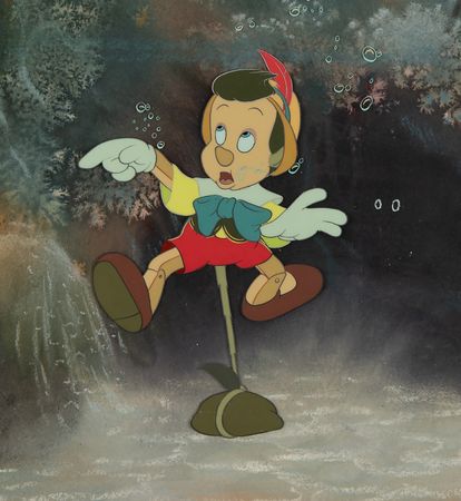 Lot #771 Pinocchio production cel and preliminary production background from Pinocchio - Image 2