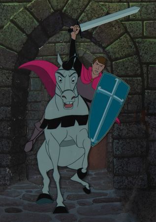 Lot #810 Prince Phillip and Samson production cel and multi-plane production background from Sleeping Beauty - Image 2