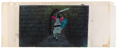 Lot #810 Prince Phillip and Samson production cel and multi-plane production background from Sleeping Beauty - Image 1