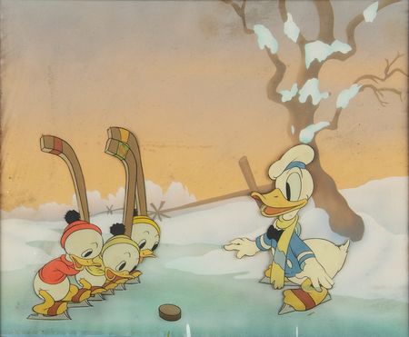 Lot #754 Donald Duck and nephews production cels from The Hockey Champ - Image 2