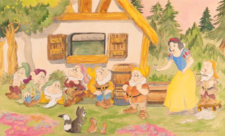Lot #746 Frank Follmer concept painting from Snow White and the Seven Dwarfs Concept Painting - Image 1
