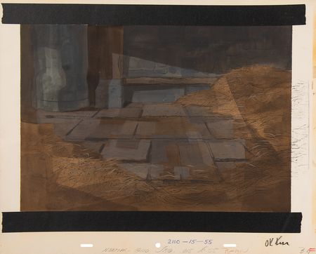 Lot #811 Puppies production cels and production background from One Hundred and One Dalmatians: Multilayered puppy cels with hand-painted barn background for One Hundred and One Dalmatians - Image 2