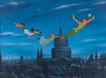 Lot #818 Peter Pan, Tinker Bell, and the Darling Children limited edition cel from Peter Pan - 'Peter Pan Flying Over London' - Image 1