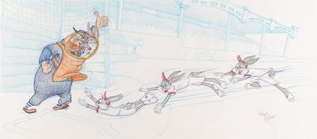 Lot #883 Bugs Bunny panoramic color model drawing