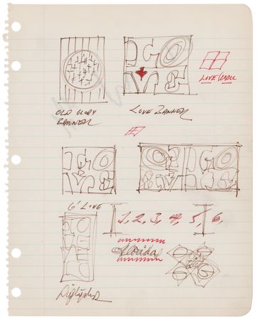 Lot #413 Robert Indiana Signed Original Sketch -
