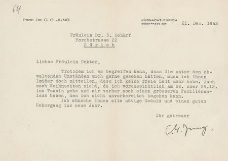 Lot #180 Carl Jung Typed Letter Signed