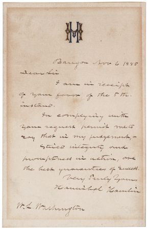 Lot #228 Hannibal Hamlin Autograph Letter Signed: