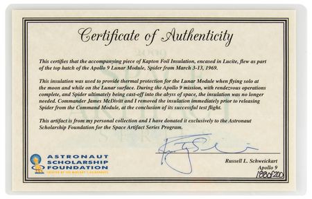 Lot #361 Apollo 9 Flown Kapton Foil Flown Relic - Image 4