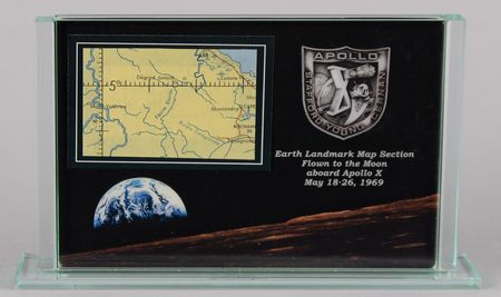Lot #348 Apollo 10 Flown Earth Landmark Map Section [Attested by Cernan/Diamond] Flown Relic - Image 1