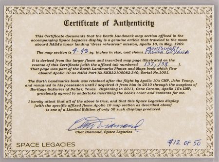 Lot #348 Apollo 10 Flown Earth Landmark Map Section [Attested by Cernan/Diamond] Flown Relic - Image 5