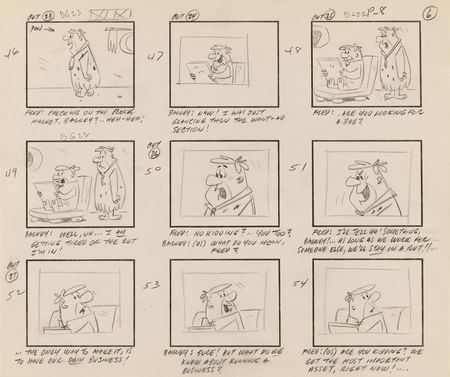 Lot #820 The Flintstones rare complete storyboard drawing booklet for The Flintstones episode 'The Drive-In' - Image 2