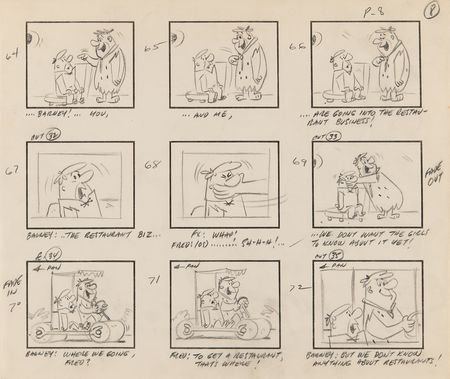 Lot #820 The Flintstones rare complete storyboard drawing booklet for The Flintstones episode 'The Drive-In' - Image 3