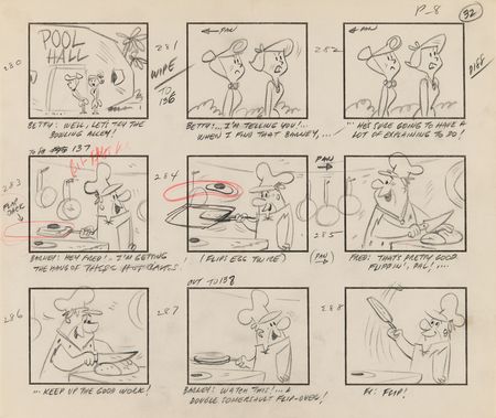 Lot #820 The Flintstones rare complete storyboard drawing booklet for The Flintstones episode 'The Drive-In' - Image 7