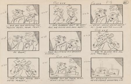 Lot #820 The Flintstones rare complete storyboard drawing booklet for The Flintstones episode 'The Drive-In' - Image 9
