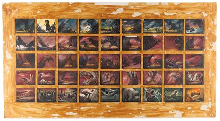 Lot #765 Tyrannosaurus and Stegosaurus battle sequence (45) production storyboard paintings from Fantasia - Image 14