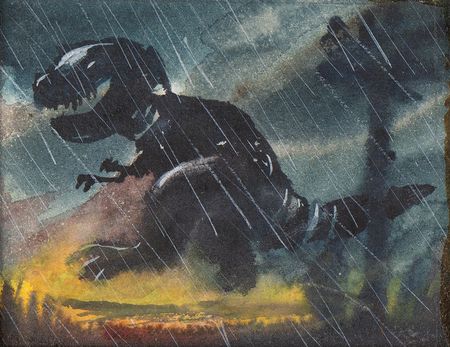 Lot #765 Tyrannosaurus and Stegosaurus battle sequence (45) production storyboard paintings from Fantasia - Image 6