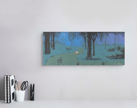 Lot #799 Eyvind Earle panorama concept painting from Lady and the Tramp: A romantic moonlit stroll by Disney legend Eyvind Earle for Lady and the Tramp’s iconic 'Bella Notte' sequence - Image 3