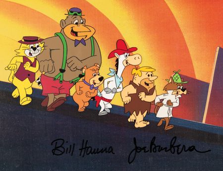 Lot #899 Top Cat, Magilla Gorilla, Boo Boo, Quick Draw McGraw, Barney Rubble, and Snooper production cels from Hanna-Barbera's 50th: A Yabba Dabba Doo Celebration - Image 1