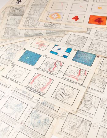 Lot #821 Fantastic Four (42) production storyboard opening title and episode pages from The Fantastic Four - Image 1