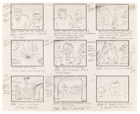 Lot #821 Fantastic Four (42) production storyboard opening title and episode pages from The Fantastic Four - Image 12