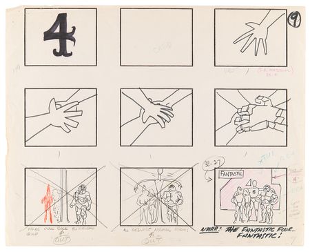 Lot #821 Fantastic Four (42) production storyboard opening title and episode pages from The Fantastic Four - Image 4
