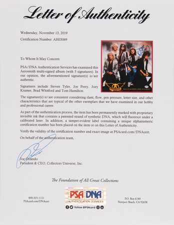 Lot #507 Aerosmith Signed Album - Dude (Looks Like a Lady) - Image 2