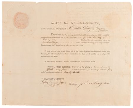 Lot #250 John Langdon Document Signed