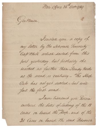 Lot #311 Henry Knox Letter Signed as Secretary of