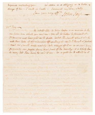 Lot #119 John Jay Autograph Letter Signed to His Wife on Elections and Education: 